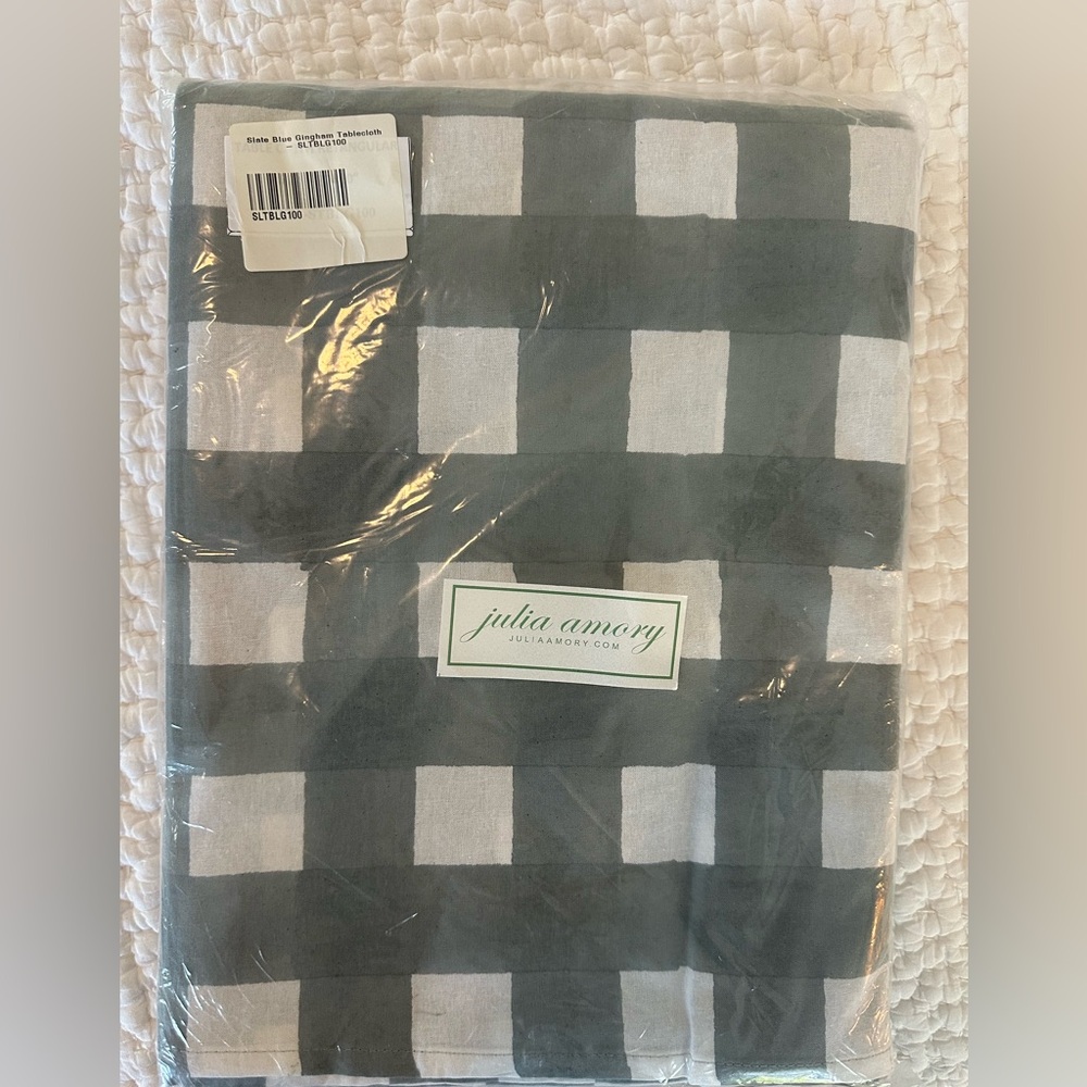 Julia Amory slate blue gingham Tablecloth
